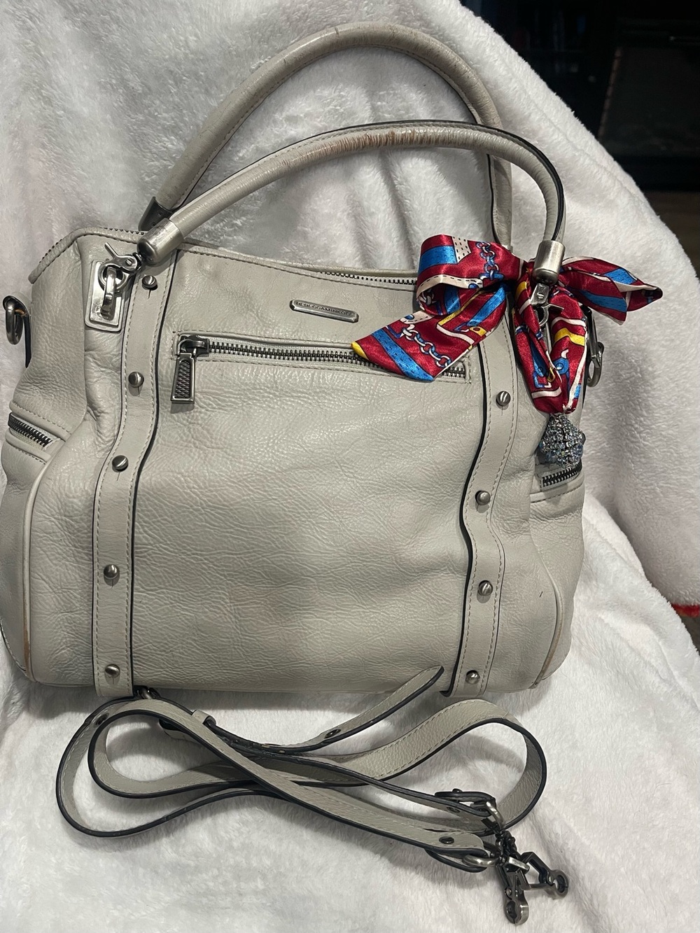 Rebecca Minkoff Light Gray Leather Tote with Removable Hand & Shoulder Strap